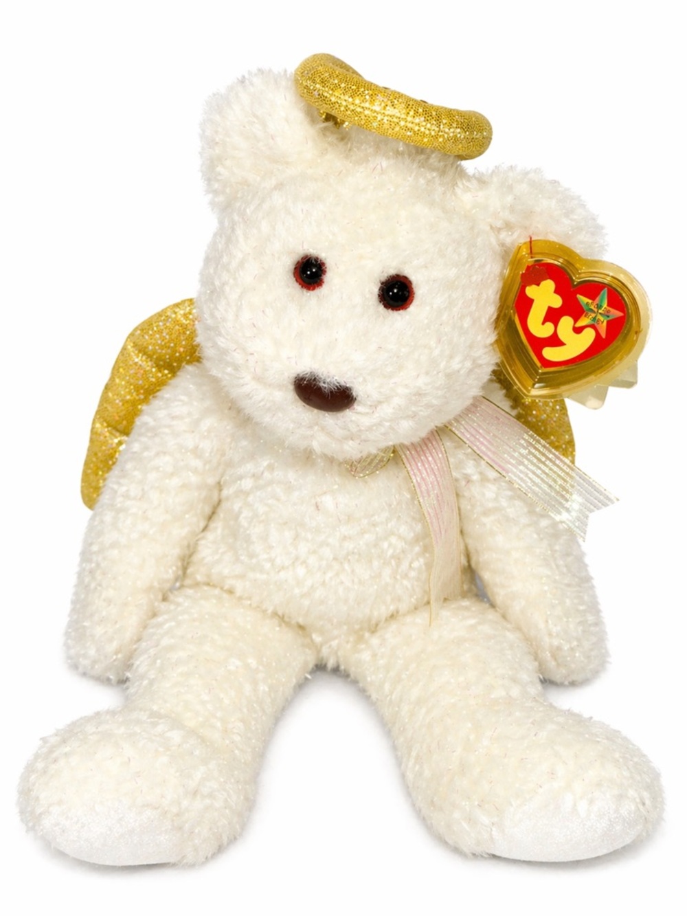 Ty Beanie Baby Angel Bear Halo Wings‎ Gold Sparkle Plush 10” Stuffed Toy